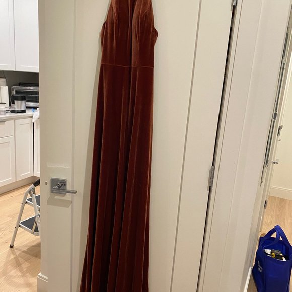 Revelry Velvet Bridesmaid Dress, Tori, Size 2, Terracotta - Picture 3 of 7